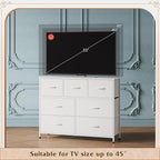 WLIVE 7 Drawer Dresser TV Stand, Dressers for Bedroom, Fabric Storage Tower, Hallway, Entryway, Closets, Sturdy Steel Frame, Wood Top, Easy Pull Handle, White