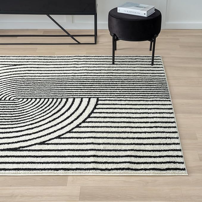 Abani Rugs Nuevo NUE150A Beige Arch Pattern Knot Area Rug (Black, 9' x 12')