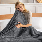 Exclusivo Mezcla Fleece Bed Blanket Twin Size, Super Soft and Warm Blankets for Couch, Sofa and Bed Waffle Textured, Cozy, Fuzzy and Lightweight (Dark Grey, 60x80 inches)