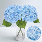 Waipfaru 21" Real Touch Blue Hydrangea Artificial Flowers with Long Stem & Leaves, Full Latex Faux Hydrangea Flowers for Home Decor Party Floral Arrangements Wedding Bouquets Centerpieces, 2Pcs