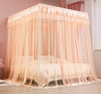 Mengersi Canopy Bed Curtains Twin Sizes,Bed Canopy for Girls Royal Luxurious Cozy Bed Drapes Girls Room Decor(Peach,Twin)