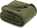 Exclusivo Mezcla Fleece Blanket Twin Size for Bed, Super Soft and Warm, All Season Use, Cozy, Plush, Lightweight, 90x66 Inches, Olive Green