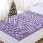 MUXHOMO 2 Inch 7-Zone King Mattress Topper, Egg Crate Foam Mattress Topper King Size for Back Pain, Lavender Cooling Gel Infused Bed Pad, CertiPUR-US and Oeko-TEX Certification (76"×80")