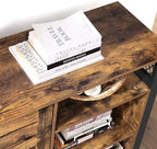 VASAGLE Lowell Storage Cabinet, Sideboard with Adjustable Shelves and Louvered Doors, Industrial, 13" D x 44.9" W x 29.5" H, Rustic Brown