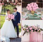 Ouddy Decor 20 Pcs Red Roses Artificial Silk Flowers Fake Roses Bouquet with Long Stems for Valentines Day Decor Wedding Home Party Table Centerpieces Bridal Bouquet DIY Floral Arrangment, Pink