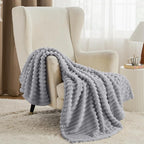 Bedsure GentleSoft Grey Throw Blanket for Couch - Cozy Soft Blankets for Women, Cute Small Fleece Throws for Girls, Light Grey, 50x60 Inches