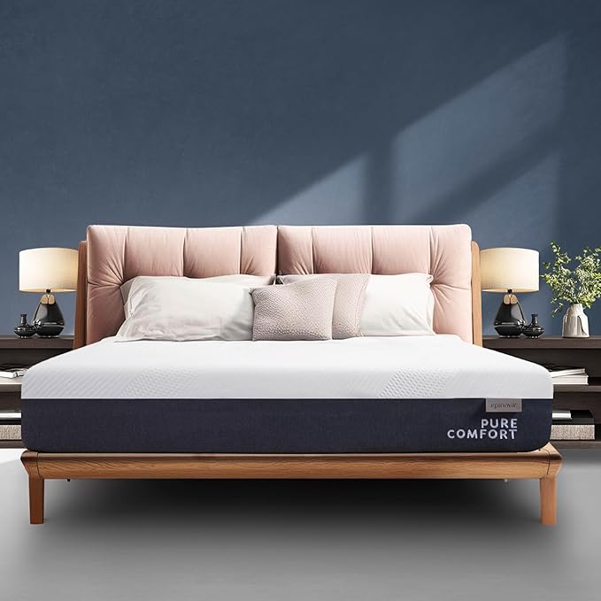 EPITEX Pure Comfort 12 Inch Queen Size Memory Foam Mattress – Air-Flow Memory Foam, Medium Plush for Pressure Relief and Motion Isolation, Breathable Pure Cotton Cover, CertiPUR-US Certified