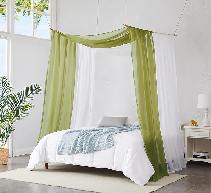 Warm Home Designs 24 Feet Long Sage Green Sheer Window Scarf. These XXL Length Valance Scarves 54 X 288 Inches in Size. Great as Bed Canopy or Wedding Arch Draping Fabric. AM Sage 288"