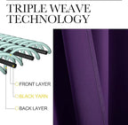 NICETOWN Thermal Curtains Insulated Blackout Draperies, Triple Weave Home Decoration Solid Ring Top Blackout Drape Panels for Bedroom (Set of 2, 34 x 63 Inch, Royal Purple)