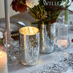 Silver Cylinder Vases for Centerpieces, Modern Glass Vase Set of 12 Decorative Hurricane Candle Holder for Pillar Candle Holders Flowers for Table Centerpiece, Sliver