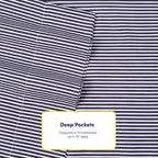 Cal King Size Bed Sheets - 6 Piece 1500 Supreme Deluxe Collection Deep Pocket Ultra Soft California King Sheet Set Bedding - 2 Extra Pillow Cases, California King, Classic Stripe Navy
