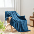 NEWCOSPLAY Super Soft Throw Blanket Navy Blue Premium Silky Flannel Fleece Leaves Pattern Lightweight Bed Blanket All Season Use (Navy Blue, Throw(50"x60"))