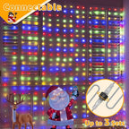 Ollny Curtain Lights 300 LED 9.8FT x 9.8FT, Connectable IP67 Waterproof Outdoor Christmas Curtain Lights with Remote, Plug-in Untangle Fairy Lights with 8 Modes&Timers for House Decor(Multicolored)