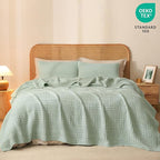 PHF 100% Cotton Waffle Weave Blanket King Size for Bed, Soft Lightweight & Breathable, All-Season Comfort, Luxury Aesthetic Woven Bedding for Home Decor, 108"x90", Mint Green
