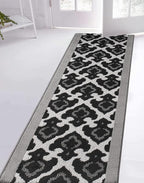 Custom Length Cut to Size Fleur de Lis Inspired Carpet Runner Rug for Hallways, Non Slip Rubber Backed, 31 inch Wide X Customized Length, Royal Grey, 31 inch X 16 feet