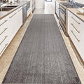 REMNAZ Wide Runner Rug, Custom Length Options, Slip and Skid Resistance for Hard Floors, Built-in Rubber Back for Firm Grip and Strong Traction, Modern Minimalist Style, Subtle Striped Grey, 12 ft