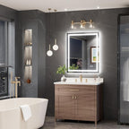 TokeShimi 30x36 LED Bathroom Vanity Mirror with Lights 3 Colors,LED Bathroom Mirror with Lights Backlit + Front Lit,Anti-Fog,HD Tempered Glass,Memory,UL Listed,Waterproof,Shatterproof
