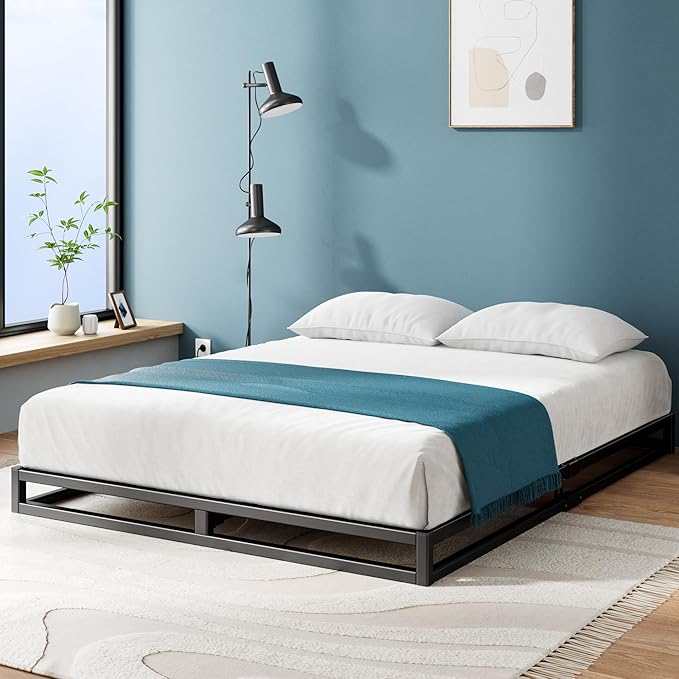 Zinus Joseph Low Profile 6 Inch Platform Bed Frame, Wood Slat Support, No Box Spring Needed, Eco Friendly WonderBox(TM) Packaging, Easy Assembly, Black, King