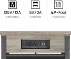 TUTOTAK C Shaped End Table with Charging Station, Side Table for Sofa, Couch Table with Storage Bag, Set of 2, TV Tray Table with 2 USB Ports and Outlets for Living Room, Bedroom, TB01BG0242