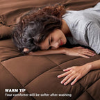 Love's cabin Twin Comforter Set Brown, 5 Pieces Twin Bed in a Bag, All Season Bedding Sets with 1 Comforter, 1 Flat Sheet, 1 Fitted Sheet, 1 Pillowcase and 1 Pillow Sham