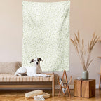 Lunarable Green and Beige Tapestry Twin Size, Green Leaves on Skinny Tangled Sprigs Fresh Nature Theme Foliage, Wall Hanging Bedspread Bed Cover Wall Decor, Twin Size, Pistachio Green