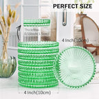 Glass Candle Holders, GOH DODD Set of 8 Crystal Pillar Plates Modern Coasters for Drinks, Centerpiece, Home Decor, Kitchen, Living Room, Patio, Wedding, Halloween, Christmas, Party, Clear Green