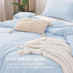 Litanika Comforters Light Blue Twin/Twin XL Size, 2 Pieces Lightweight Solid Bedding Comforter Set, All Season Fluffy Bed Set (66x90In Comforter & 1 Pillowcase)