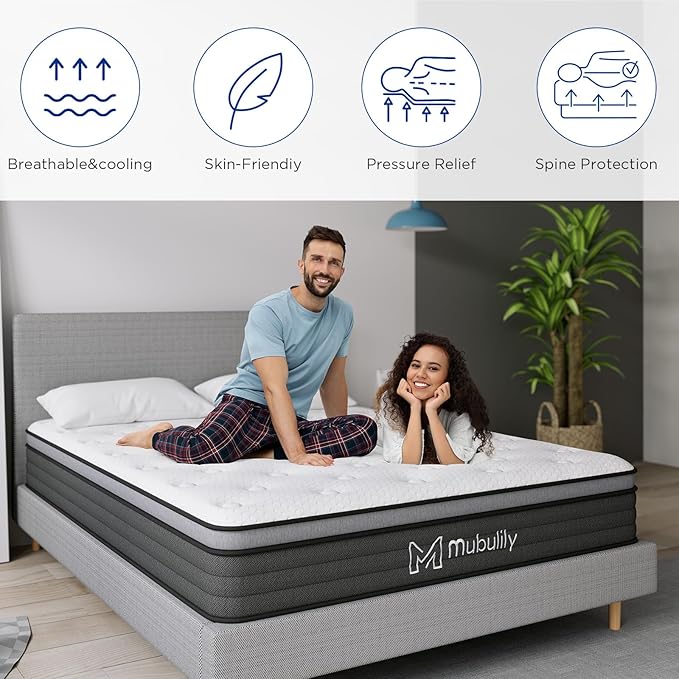 Full Mattress,9.8 Inch Hybrid Mattress in a Box with Gel Memory Foam,Motion Isolation Individually Wrapped Pocket Coils Mattress,CertiPUR-US.