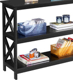 Yaheetech Console Table with Storage Shelves, 3-Tier Entryway Table Sofa Side Table Narrow Long Bookshelf for Hallway Living Room, Accent Furniture, Black