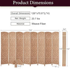 Rose Home Fashion 6 ft Tall Room Divider, Room Dividers and Folding Privacy Screens, 15.7in Privacy Screen 8 Panel Partition Temporary Wall Separation for Private, Natural
