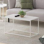 Furinno CAMNUS Coffee Table, Metal Frame Modern Coffee Table, Rectangular Side Table, Toolless Assembly, for Living Room, Bedroom, Home Office, Solid White