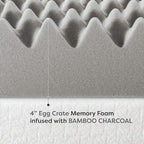 Best Price Mattress Mellow 4 Inch Egg Crate Memory Foam Mattress Topper with Infusion, Full