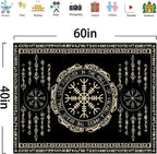 OSUNBD Nordic Vikings Tapestry Small 60x40inches Soft Flannel Vegvsir Symbol Amulet Celtic Rune Scandinavian Aesthetic Mythology Tapestry Wall Hanging for Bedroom Living Room Decor