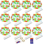 YJFWAL 12 Pack 10ft 30LED Timer Fairy Lights Battery Powered, Starry String Lights with 8 Modes Remote Waterproof Twinkle Lights for DIY, Bedroom, Wedding, Party, Patio, Christmas Decor (Xmas Color)