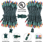 Toodour Multicolor Christmas Lights, 12.5ft 50 Count Incandescent Christmas String Lights, UL Certified Connectable Green Wire Xmas Lights for Tree, Holiday, Party, New Year, Indoor Xmas Decorations