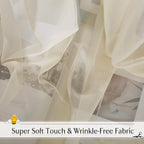 RYB HOME Canopy Bed Curtains - Long Sheer Window Scarf, Valances Curtains for Wedding Arch French Door Patio Frame Party Event Backdrops, 60 x 216 inch Long per Panel, 2 Pieces, Beige