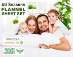 RUVANTI Flannel Sheets Full Size - 100% Cotton Double Brushed Bed Sheets Set, Deep Pockets 16 Inches, All Seasons Breathable & Extra Soft Full Sheets, Warm & Cozy, 4 Piece, Dazzale