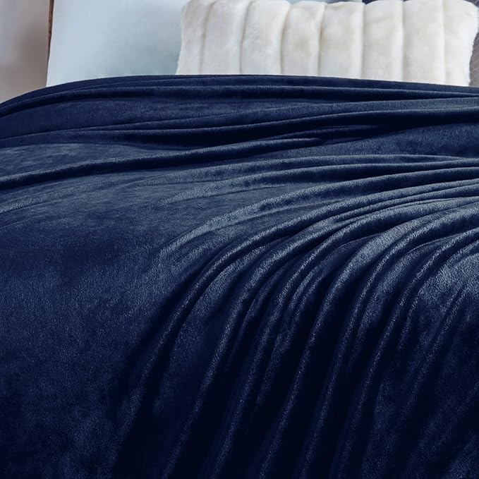 Walensee Fleece Blanket Plush Throw Fuzzy Lightweight (XL-Twin Size 66x90 Navy Blue) Super Soft Microfiber Flannel Blankets for Couch, Bed, Sofa Ultra Luxurious Warm and Cozy for All Seasons