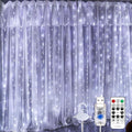 Upgrade 300 LED Curtain Light, 9.8ft x 9.8ft Copper Wire String Lights, USB Powered Hanging Window Fairy Lights, 8 Lighting Modes, Remote Control for Home Christmas Wedding Party, White