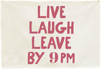 Boho Rectangular Canvas Banner-Flag Wall Sign Art Decor for Teen Friends Neighbor,Home Living Room Restaurant Dorm Playroom Front Door Inside Decor-Birthday Christmas Gift-Live Laugh Leave By 9PM