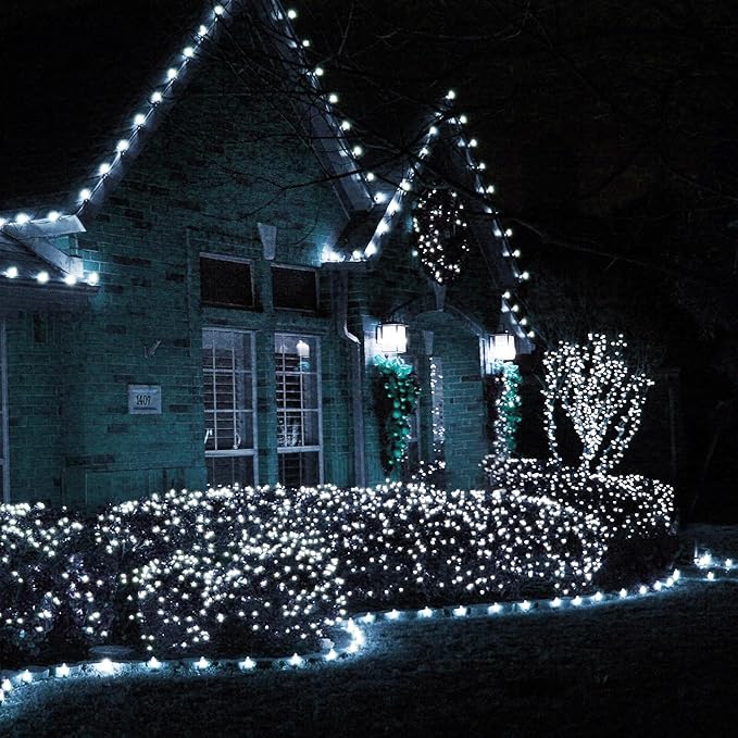 Dazzle Bright Outdoor Christmas String Lights, 1000 LED 328 FT Plug in Fairy Light with Remote Control 8 Modes & Timer, Waterproof Decoration for Home Garden Yard Xmas Wedding, White