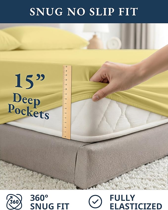 LANE LINEN Eco Friendly 100% Organic Cotton Bed Sheets Queen Size, Soft & Comfy Naturally Cooling Percale Weave, Low Pill Fade Resistanct Breathable 15" Deep Pocket Bedding- Cocoon