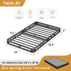 MAF 5 Inch Twin XL Box Spring and Cover Set, Low Profile Metal Box Spring 3500 lbs Black Heavy Duty Metal Mattress Foundation with BoxSpring Cover, No Squeaky, Easy Assembly