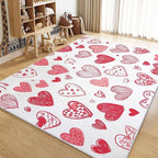 Washable Area Rug 6x9 ft Cartoon Hand-Painted Red Love 3D Print Area Rug for Living Room Bedroom Kids Room Home Decor Carpet, Indoor Non-Slip Floor Rug Mat, Low Pile Rugs