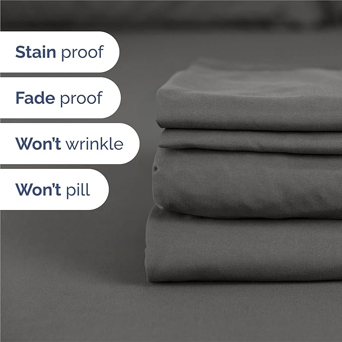 King 6 Piece Sheet Set - Comfy Breathable & Cooling - Ultra Soft Hotel Luxury Bedding Set w/ 8-16 Inch Deep Pockets - 1 Flat & 1 Fitted Sheet & 4 Pillowcases - Wrinkle Free and Easy Care - Charcoal