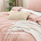 Litanika Pink Queen Size Comforter Set, 3 Pieces Blush Plain Bedding Comforter Set, All Season Bed Set (90x90In Comforter & 2 Pillowcases)