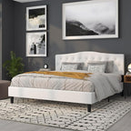 Flash Furniture Cambridge Tufted Upholstered King Size Headboard in White Fabric