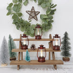 Red Painted Mini Lanterns 6-Pack - LED Flickering Candle Lanterns for Christmas & New Year, Valentine's, Wedding, Halloween & Western Party Decor, Table Centerpieces & Cowgirl Party Supplies