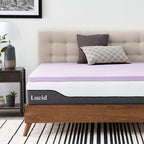 LUCID 2 Inch Lavender Infused Memory Foam Mattress Topper, King Size – Ventilated Design – Pressure Relieving Bed Topper - Mattress Pad – CertiPur Certified