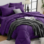 HEVUMYI Purple Twin-XL Comforter Set - 5-Piece All Season Bed in a Bag Twin-XL, Ultra Soft Bedding Set with Comforter, Flat Sheet, Fitted Sheet, Pillowcases, Pillow Shams